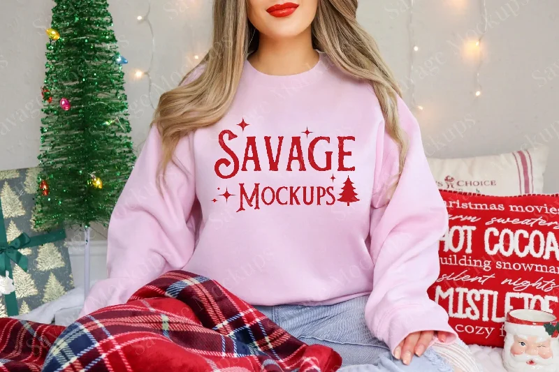 Trendy And Casual Savage Mockups Crew Neck Christmas Hoodie - Stylish and Comfy Party Wear
