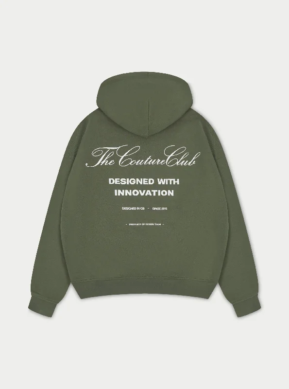 Fashionable And Versatile SCRIPT MULTI GRAPHIC HOODIE - KHAKI