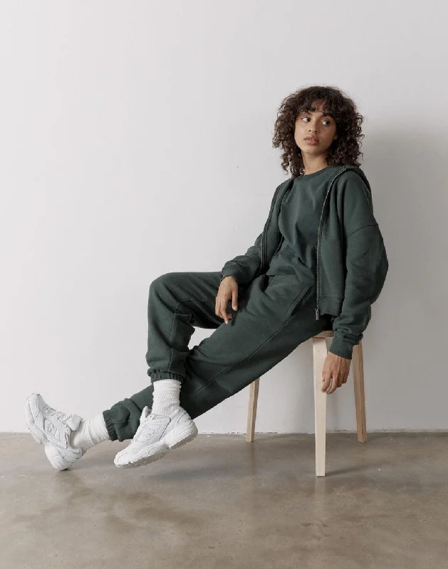 Classic Retro The Womens Full Zip Hoodie in Earth Green