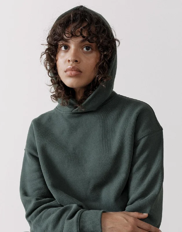 Romantic Data The Womens Pullover Crop Hoodie in Earth Green