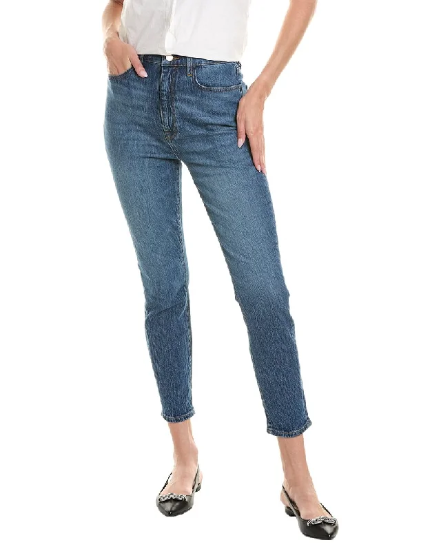 Stand-up collar design Triarchy Ms. Ava Medium Indigo High-Rise Retro Skinny Jean