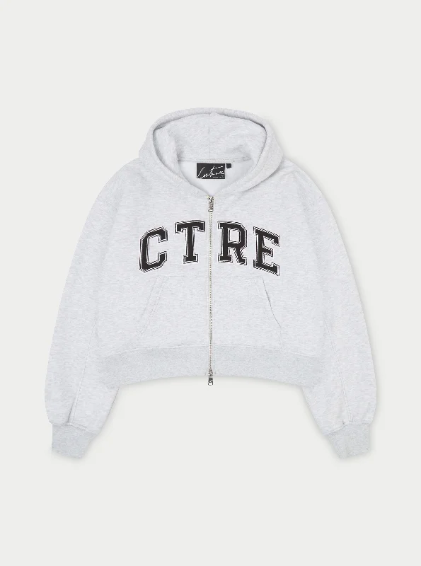 Minimalism CTRE CROPPED ZIP THROUGH HOODIE - GREY MARL