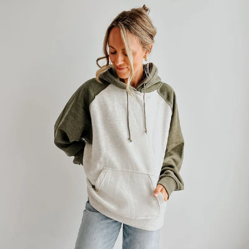 Noble Temperament Vintage Heather Hoodie - Oatmeal & Army Green