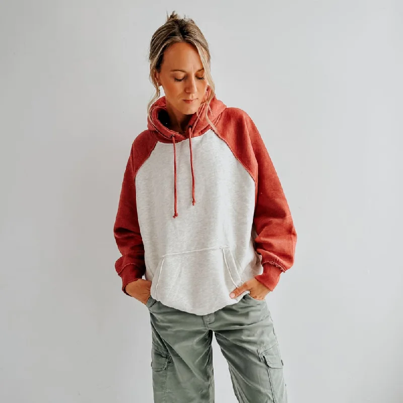 Dynamic Fashion Vintage Heather Hoodie - Oatmeal & Red