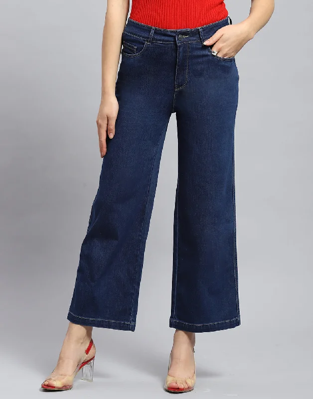 Women Blue Solid Slim Fit Denim