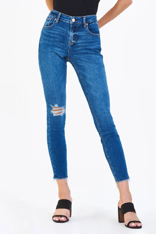 Outdoor Trend Women's Gisele High Rise Ankle Skinny Jeans In Trieste