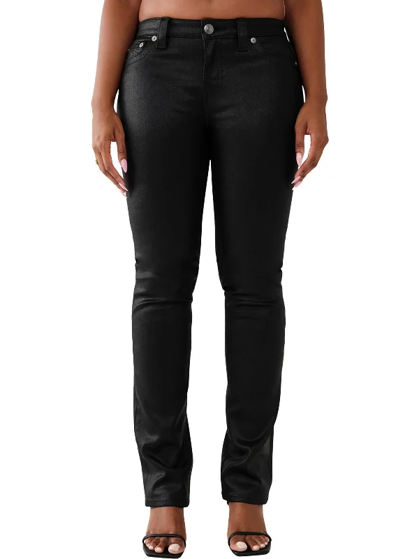 Sports Jacket Womens High Rise Coated Straight Leg Jeans