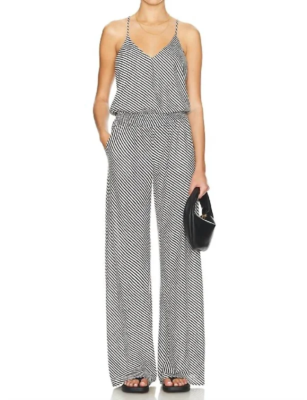 Style Design Auggie Jumpsuit In Black/ivory