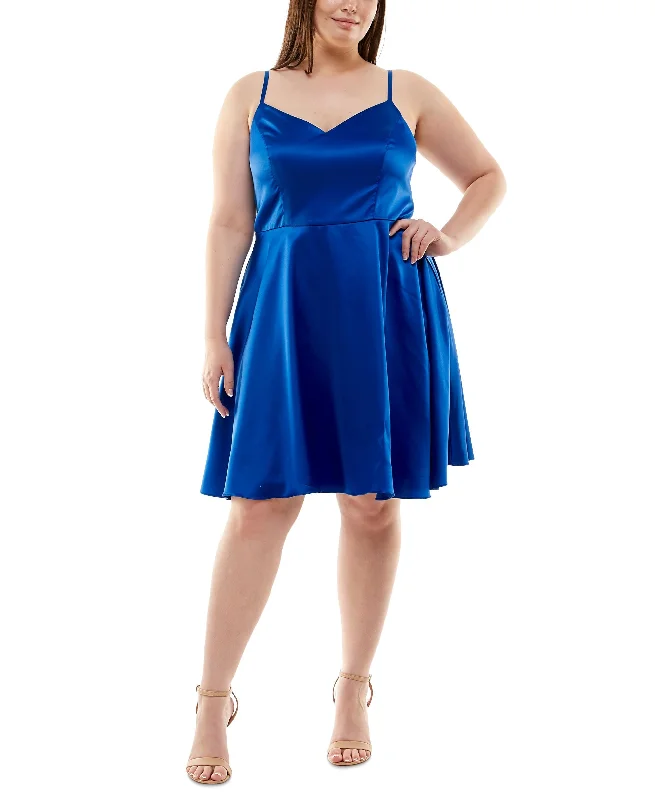 Classic Design B Darlin Trendy Plus Size Satin A Line Dress