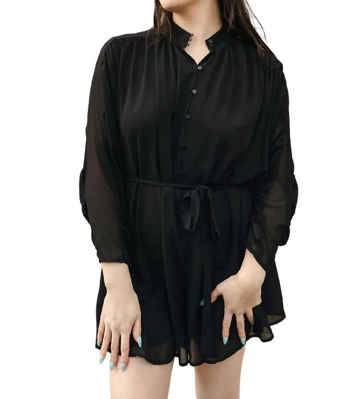 Fashionable Ease Buttoned Romper In Black