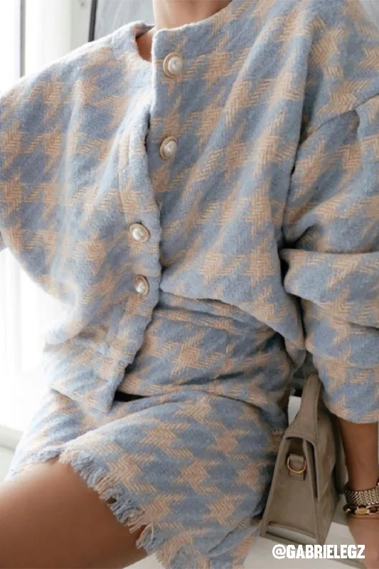Retro Literary Style Lori Houndstooth 2 Piece Set