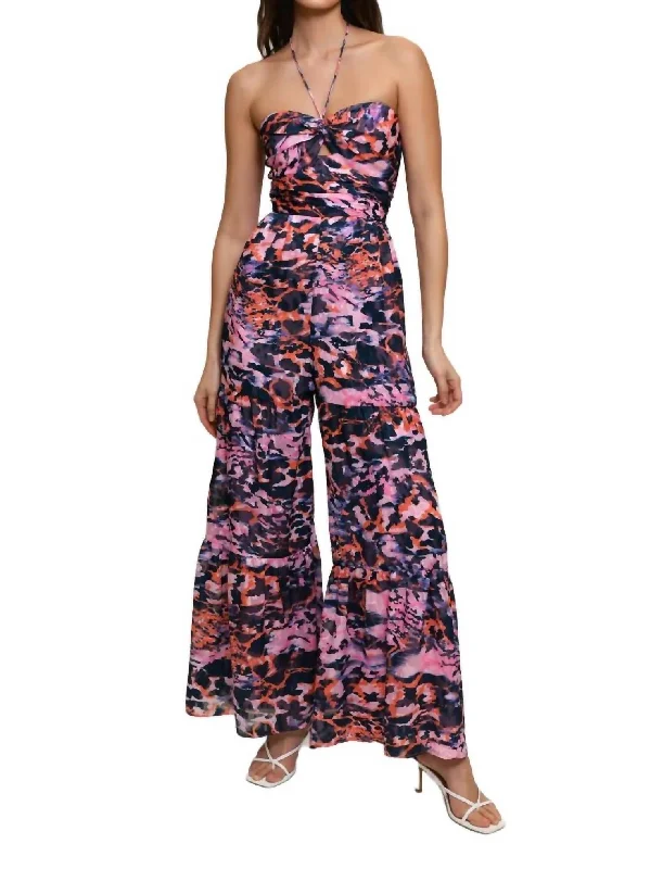 Retro Stripes Getty Jumpsuit In Blush Seaside