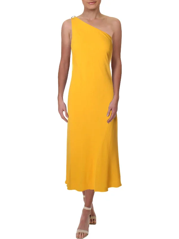 Fresh Wear Lauren Ralph Lauren Rhinestone Pin Single Shoulder Chiffon Dress