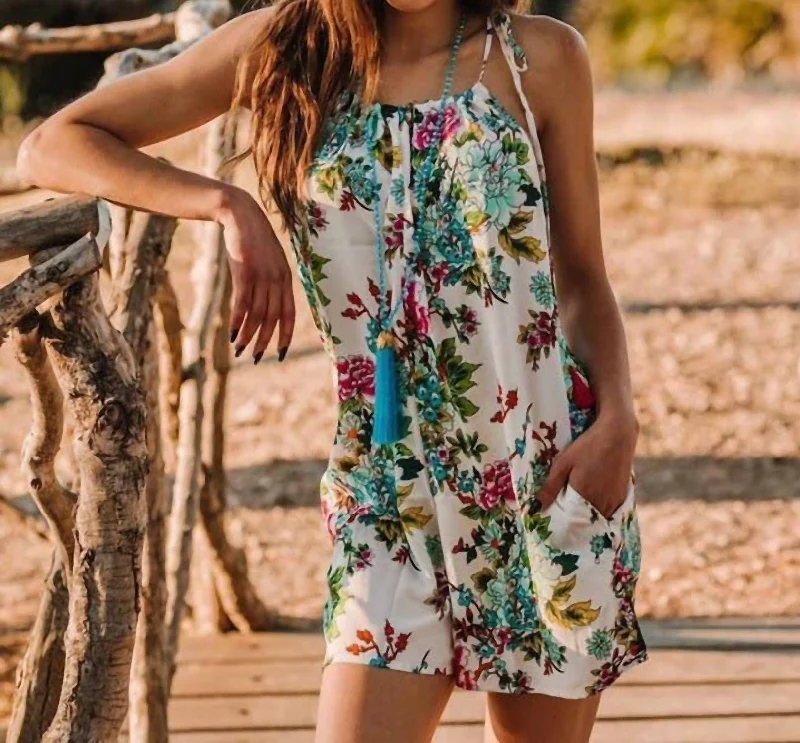 Chic Relaxation Mykonos Romper In White Multi