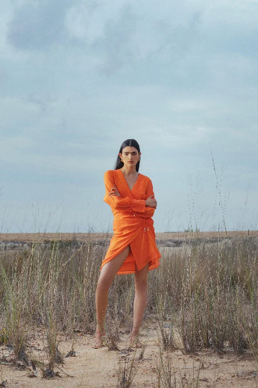 Myrtle Coral Wrap Dress