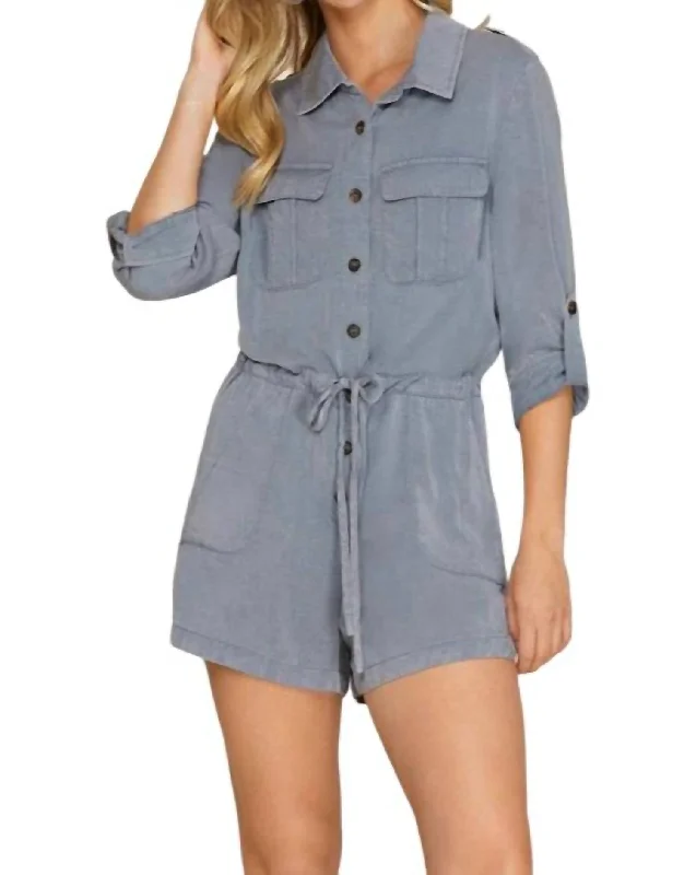Comfortable Sweaters Reese Romper In Blue