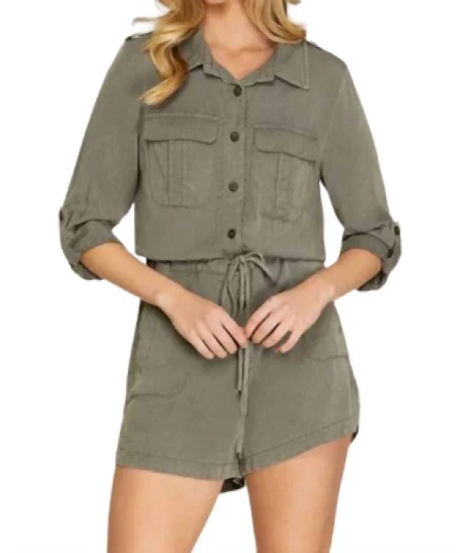 Fashion Comfort Reese Romper In Olive