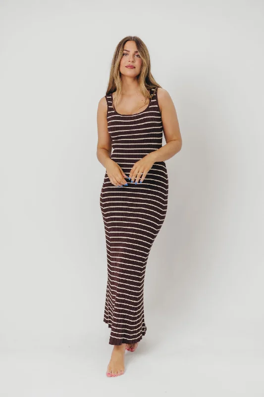 Personality Publicity Scarlett Tank Maxi Dress in Brown/Cream