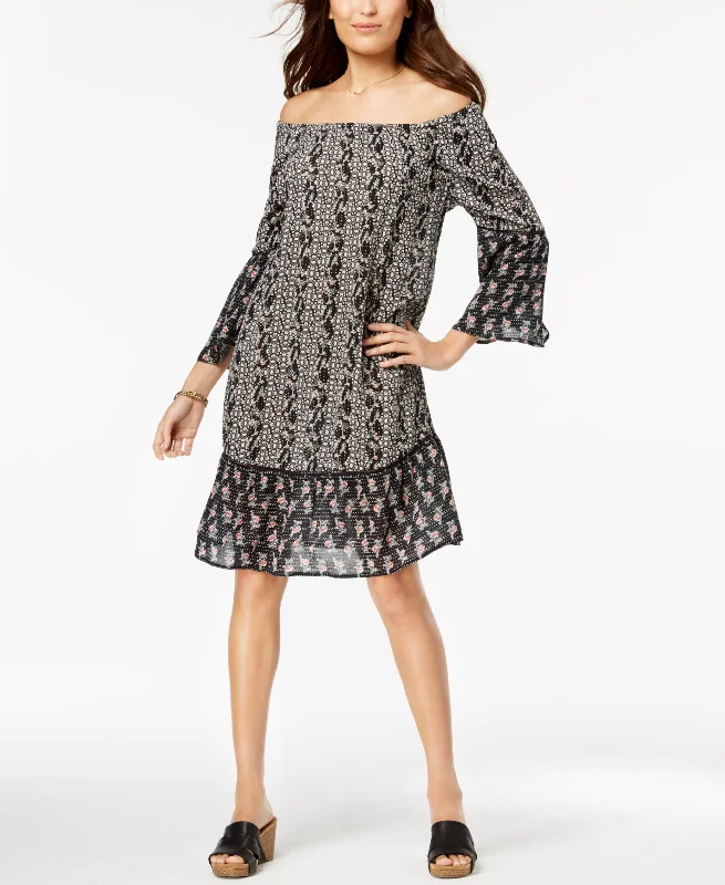 Unique Fashion Style & Co Printed Off The Shoulder Dress