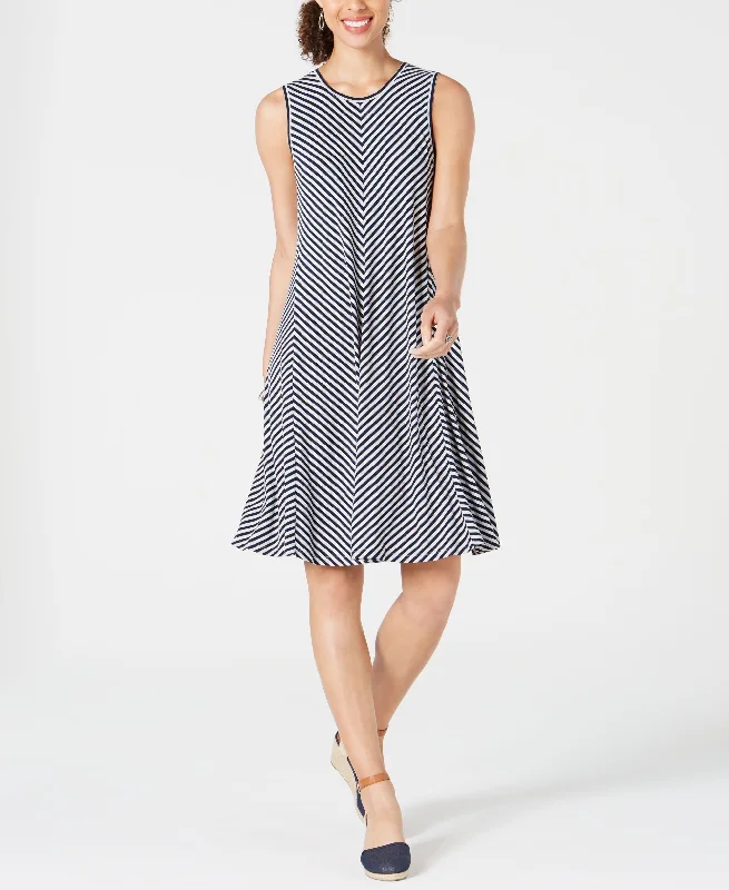Simple Elegance Striped Swing Dress