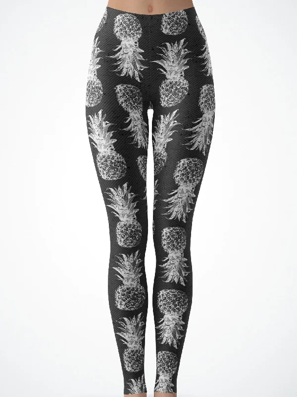 Youthful Vitality Black and White Pineapple Tights