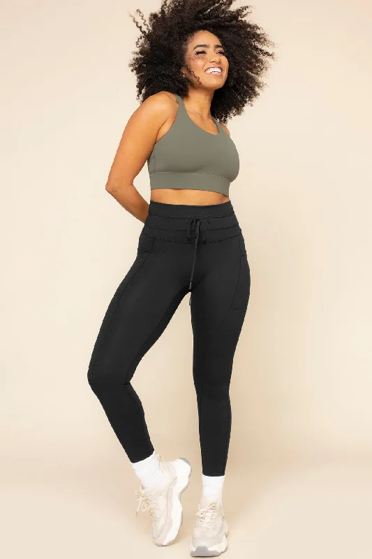 Stylish Comfort Cargo Leggings with Pockets - Black