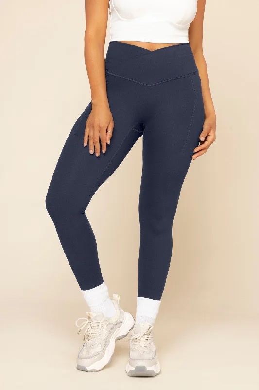 Trendy Comfort Crisscross Hourglass® Leggings with Pockets - Cosmic Navy