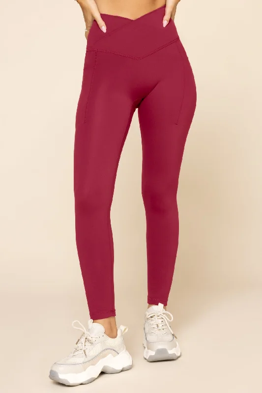Energy Plan Crisscross Hourglass® Leggings with Pockets - Ruby