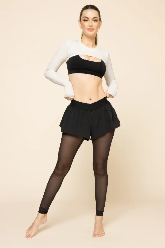 Comfortable Outfits On the Run Ruffle Tights - Black