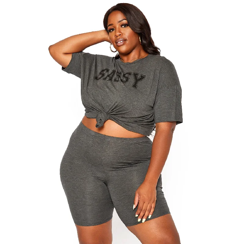 Fresh And Elegant Plus Size Basic Half Leggings
