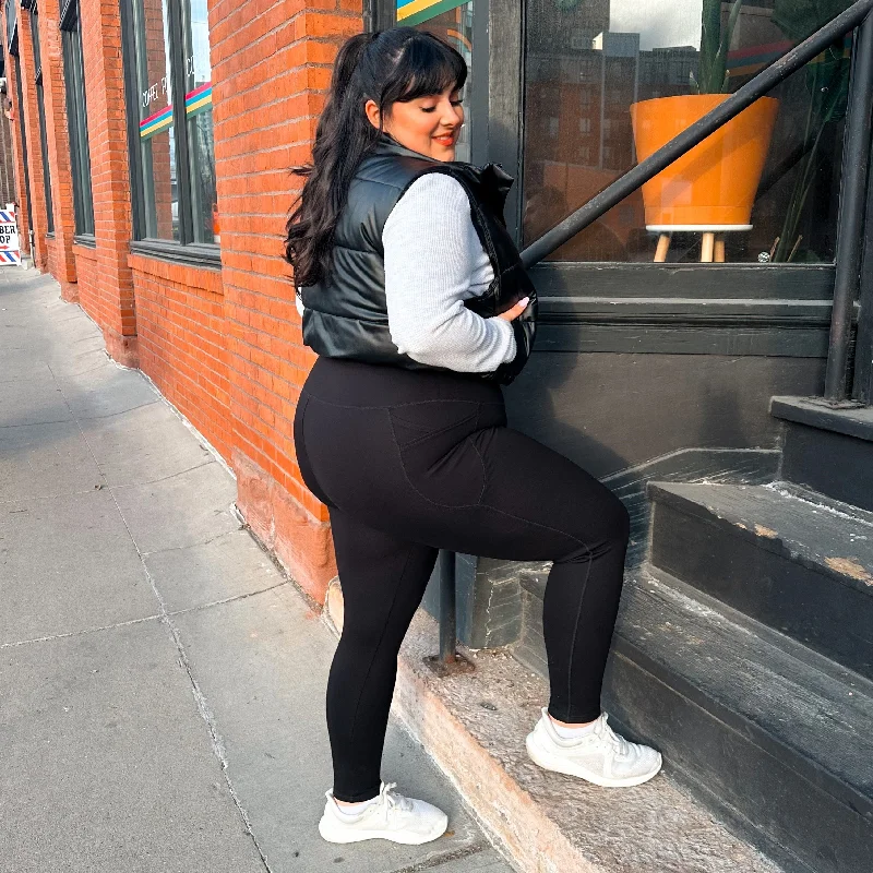 Retro Design Long Squat Proof Leggings - Black (V2)