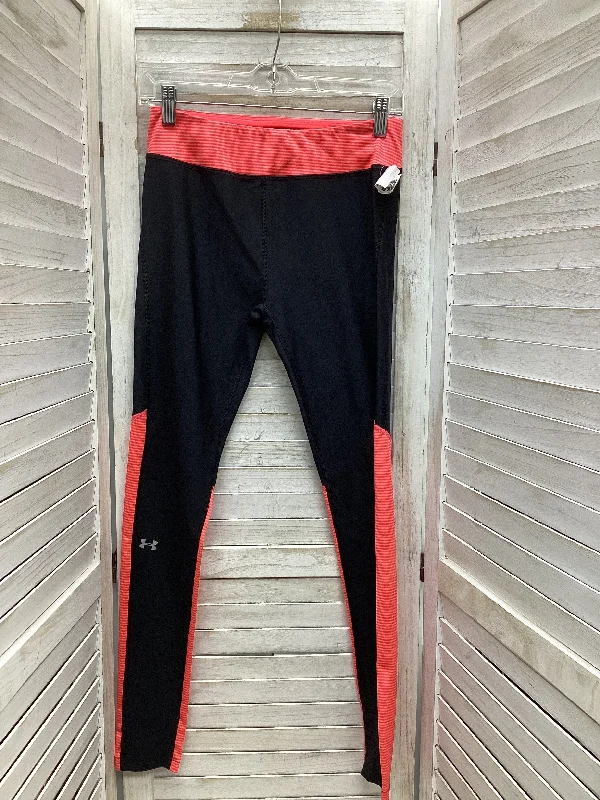 Personalized Design Athletic Leggings By Under Armour In Black & Orange, Size: M