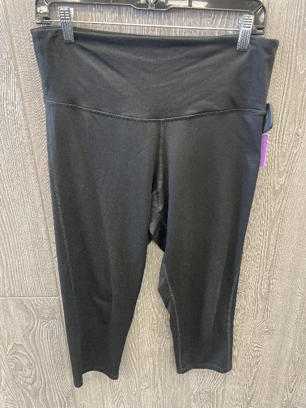 Bright Colors Athletic Leggings Capris By Champion In Black, Size: L