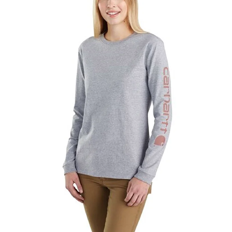 Carhartt Women's Heavyweight Long Sleeve Logo T-Shirt_Heather Grey