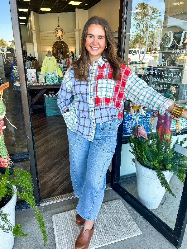 Elegant Wear Colorful Plaid Top