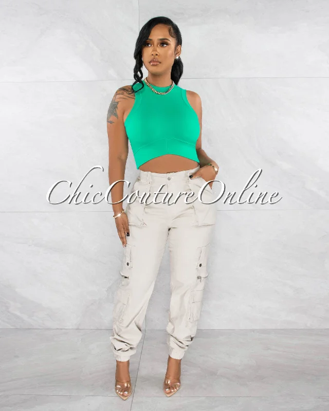 Easy Fashion Dammond Khaki Cargo Jogger Pants