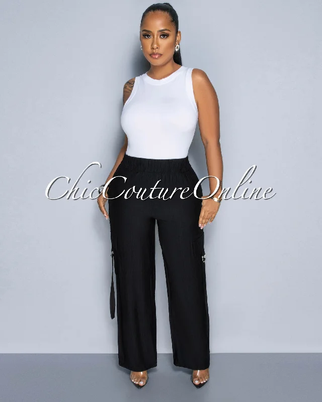 High-end Sense Dogma Black Wide Cargo Pants