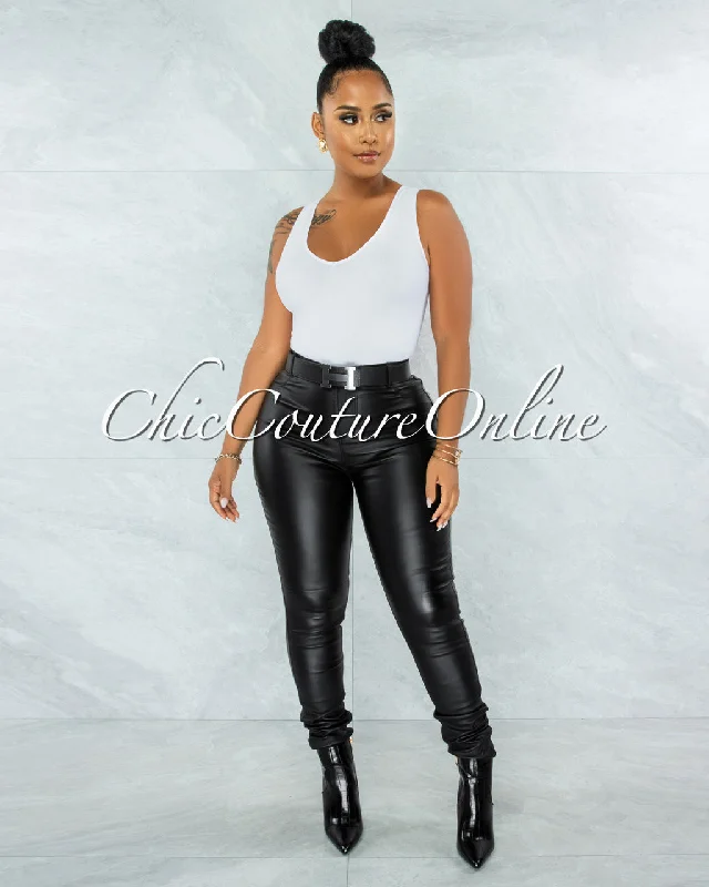 Effortless Elegance Eldone Black Faux Leather High-Waist Pants