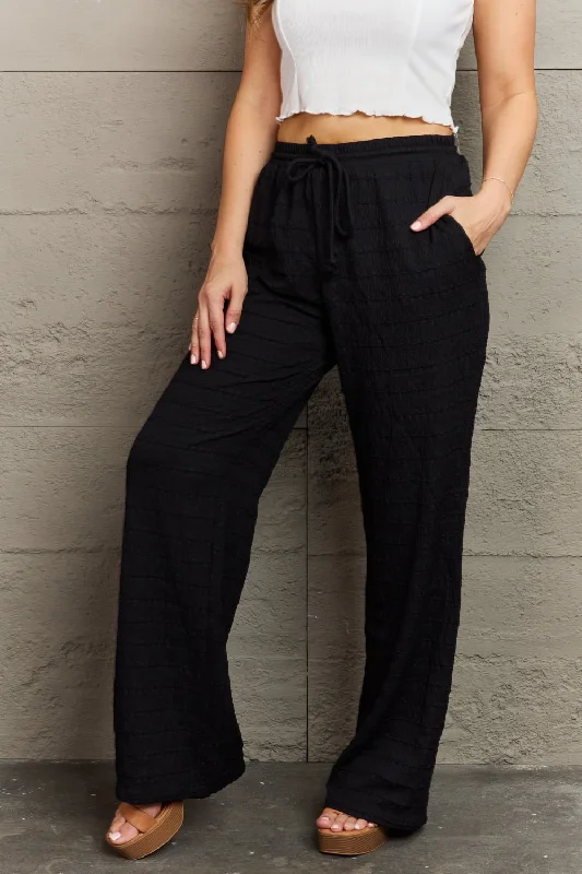 End Of The Year GeeGee Dainty Delights Textured High Waisted Pant in Black