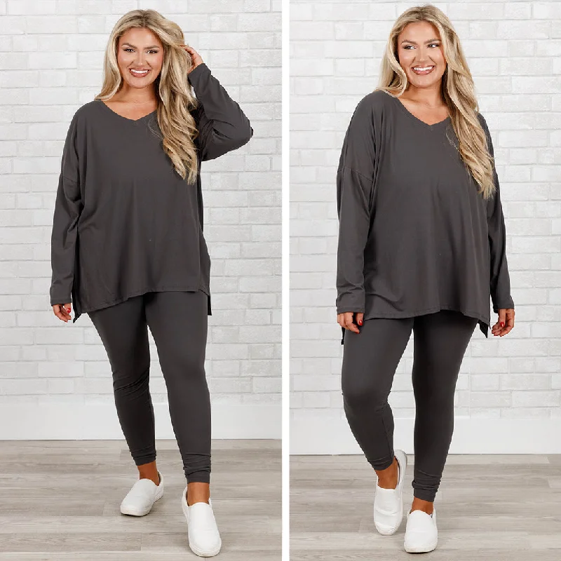 Short Design Happiness Because Of You Set, Ash Grey