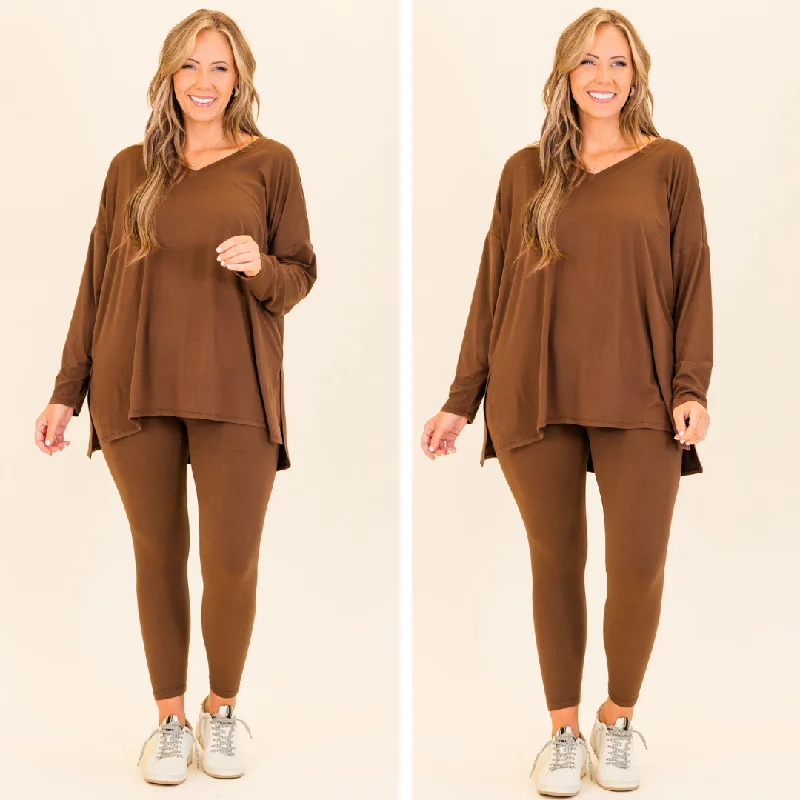 Slightly Flared Design Happiness Because Of You Set, Brown
