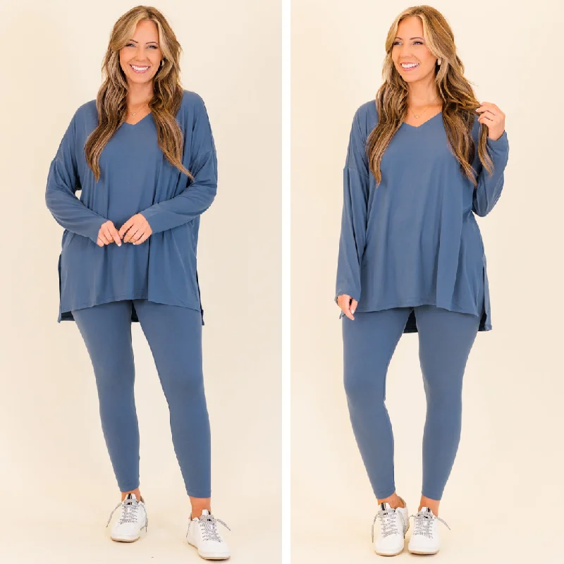 Luxury Fashion Happiness Because Of You Set, Dusty Blue