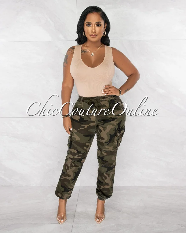 Relaxed Fit Jake Military Camo Cargo Jogger Pants
