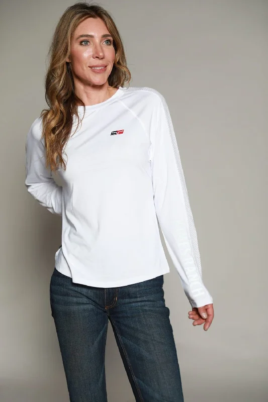 Noble And Elegant Kimes Ranch Womens K1 Tech Tee White Polyester Blend L/S T-Shirt