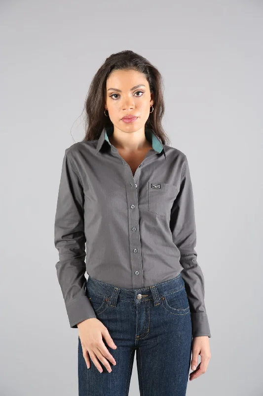 Urban Style Kimes Ranch Womens Linville Tobacco Cotton blend L/S Shirt