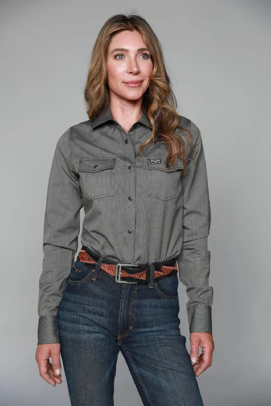 Elegant And Simple Kimes Ranch Womens Tucson HB Black Cotton Blend L/S Western Shirt