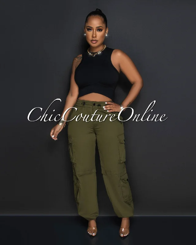 Energy Plan Lorrie Olive Green Cargo Jogger Pants