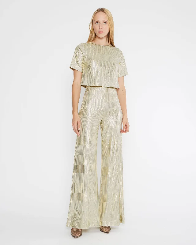 Metallic Wide Leg Pant