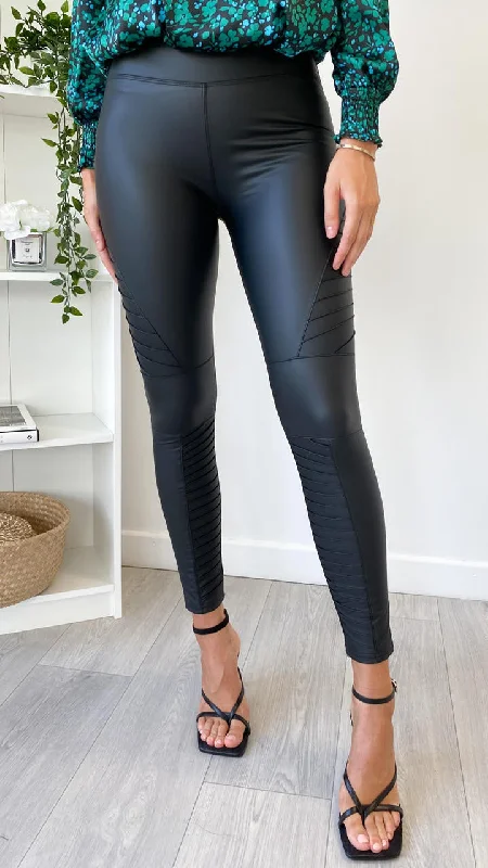 Fashion Must-have Lori Coated Biker Leggings in Black