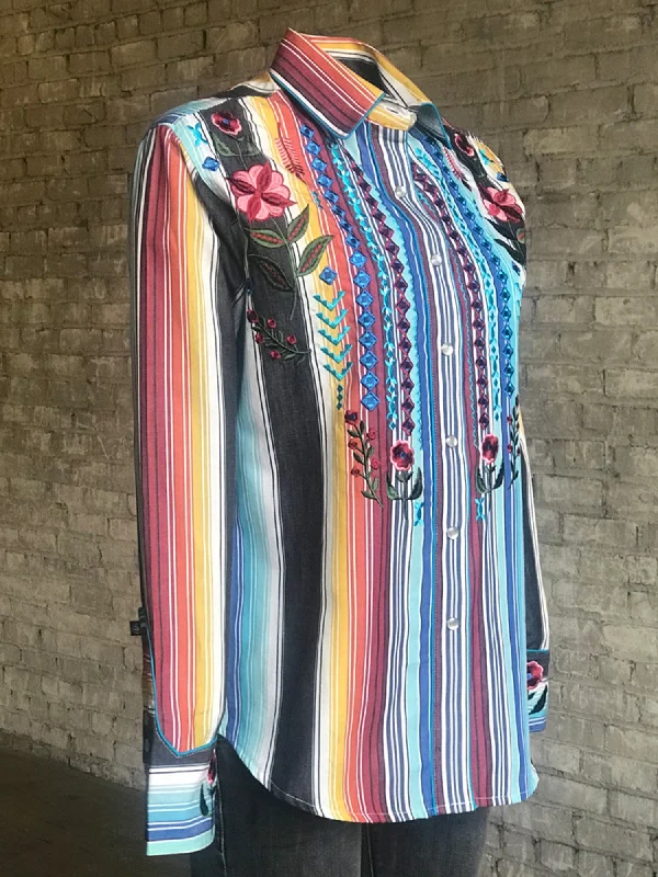 Girl Style Rockmount Womens Serape 100% Cotton Boho Serape Western L/S Shirt